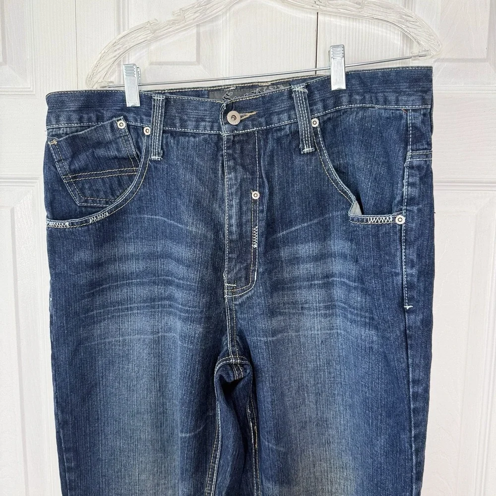 Vtg Southpole Baggy Jeans 38 Y2K Embroidered Tribal Urban Hip Hop Skater Denim